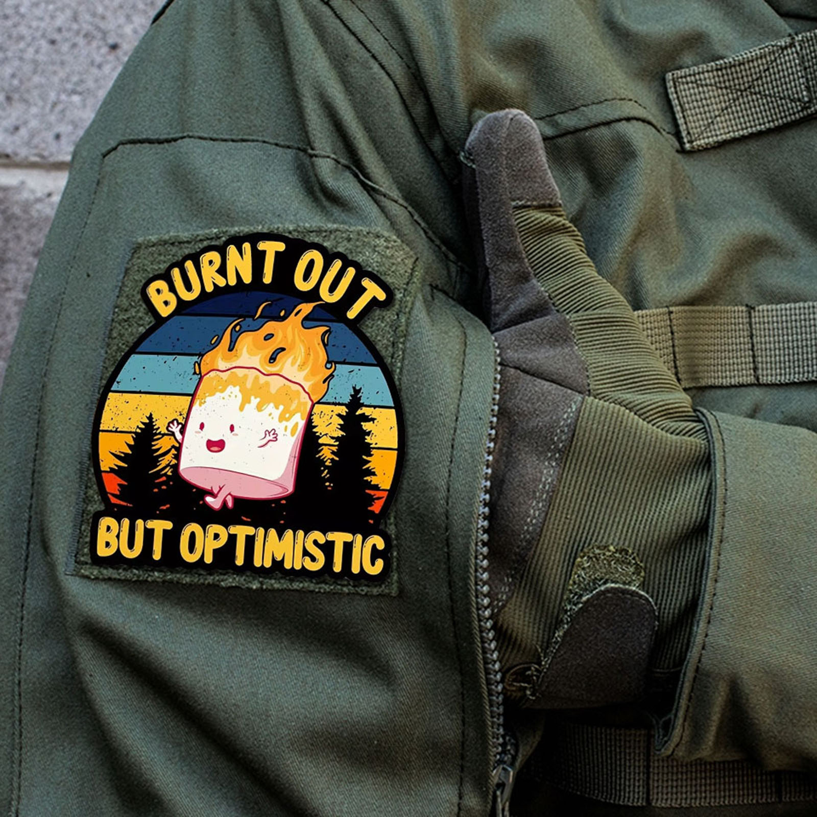 Urban Backpack Tactical - Patch Taktis Lucu Bertuliskan 'Burnt Out